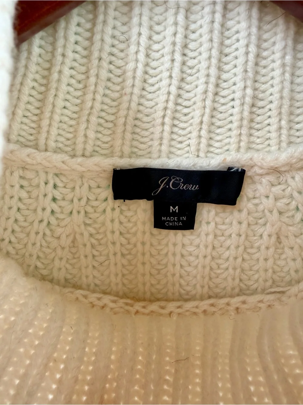 J.Crew Chunky Merino Wool Blend Funnel Neck Sweater | Cream | Size M